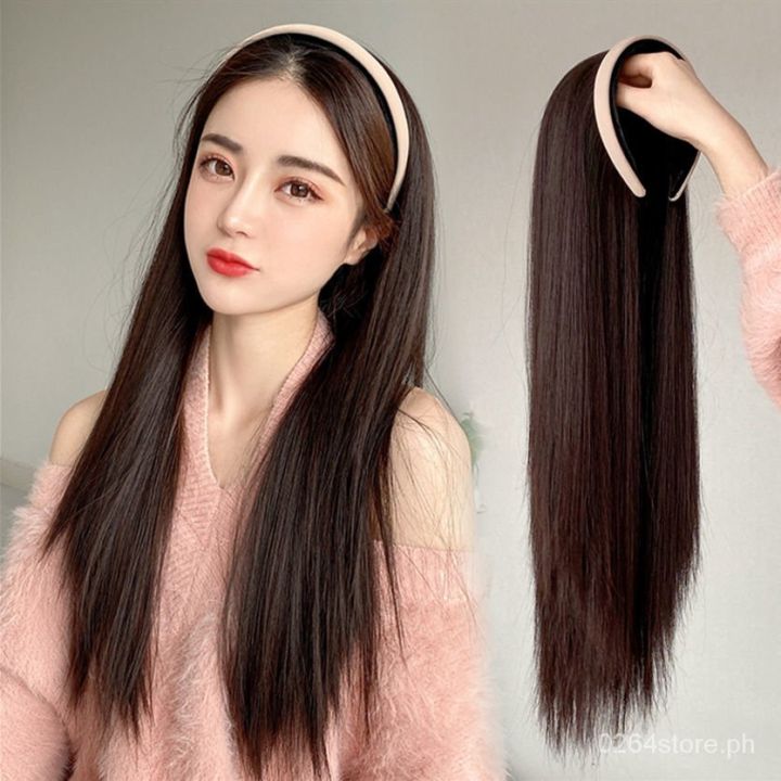 O-New Long Straight Headband Wig For Women Hair Topper Extension