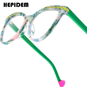 HEPIDEM Acetate Glasses Frame Women 2025 New Oversize Big Frames Cat Eye Eyeglasses Female Fashion Famous Brand Designer Cateye Spectacles Eyewear 9360