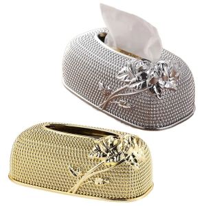 JEHUA Luxury European-style Tissue Box Large-capacity Waterproof Plastic Paper Case Creative Rose Flower Pattern Vintage Napkin Holder Kitchen