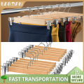 Wooden Hangers Skirt Pants Clothes Hangers with Clips 360° Swivel Hook Heavy Hangers Adjustable. 