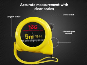 Precision 10M Stainless Steel Measuring Tape with Caliper Switch and One-Touch Retractable Design