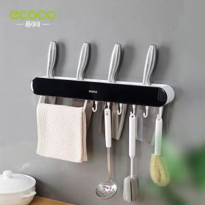 SR99. ECOCO Wall-mounted Knife Holder Multifunctional Knife Holder Kitchen Supplies Punch-free Kitchen Knife Holder Rack