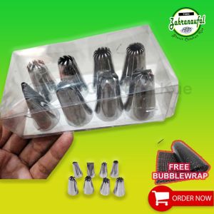 PROMO ISI 8 BIJI - SPUIT LOKAL BUNGKUS MIKA | DEKORASI KUE | SEMPRET BESAR BAHAN STAINLESS STEEL