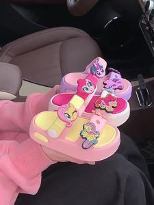 XIXITIAO รองเท้าแตะสำหรับเด็กรองเท้าแตะสำหรับเด็กผู้หญิงโพนี่น้อยสีม่วงน่ารักรองเท้าแตะแบบมีสายรัดคู่ในฤดูร้อนเด็กทารกรองเท้าแตะชายหาดใส่สบายกลางแจ้ง