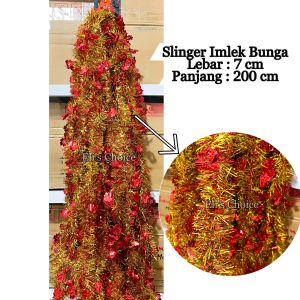 [2 Meter] Slinger Imlek Merah Gold / Slinger Fuk Bunga Knot / Tinsel Garland Imlek / Slinger Sincia
