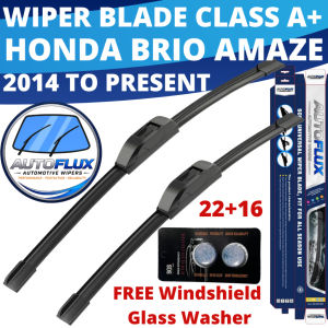 AutoFlux Wiper Blade Class A+ Honda Brio Amaze 2014 to Present FREE Windshield Glass Washer 22+16