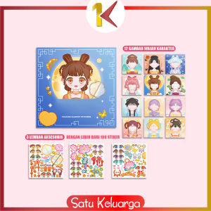 SK-M375 DIY Mainan Stiker Ganti Muka Buku Stiker Ekspresi Girl Change Makeup Stickers Merias Wajah