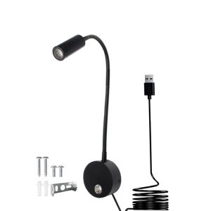 【SG】 LED Modern Wall Lamp 3W Silver Black Flexible Arm Light Lamp Bedside Reading Light Study Painting Wall Lighting
