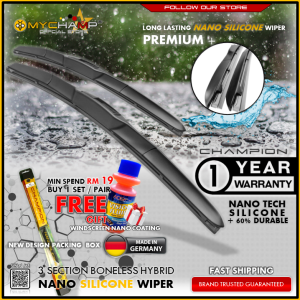 [PREMIUM +] Nano Silicone Wiper  Windshield Windscreen Wiper【Proton / Perodua / Honda / Toyota / Nissan】【Proton / Perodua / Honda / Toyota / Nissan】