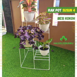 HK Rak Pot Bunga Susun 4 Standing Pot Tanaman Hias bahan besi kokoh