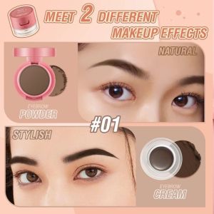 PINKFLASH 2-in-1 Duo Effect Eye Makeup Eyebrow Cream & Powder Gel Pomade Eyeliner Eyebrow Brush Waterproof smudge-proof lasting Multi-uses