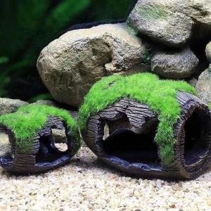 Aquariums Decoration Realistic Moss Covered Barrels Figure Safe Resin Shelter Cave For Fish Shrimp Underwater Hideouts