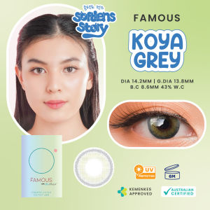 Famous Koya Grey | 14.2mm Soflens Warna | Soflen Beda Minus (1pcs/sebelah) | Normal dan -0.50 sd -8.00