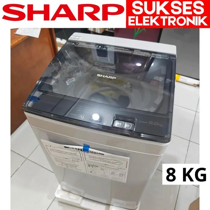 MESIN CUCI OTOMATIS 8 KG SHARP ESM-8000P 1 TABUNG WASH MACHINE ESM8000 ...