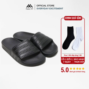 Dép nam quai ngang 3 sọc M Masler-MT full đen với đế bền bỉ chống trơn trượt và quai êm chân DT2