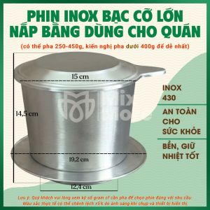 Phin pha cà phê inox 430 lớn 100g 200g 500g cứng cáp dùng bền phù hợp cho quán cf xe đẩy gia đình Mixmore
