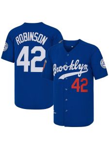 Mens Blue White Beige Letter Embroidery Baseball Shirt, # 42 Jackie Robinson Legend Baseball Jersey Fan Gift2026