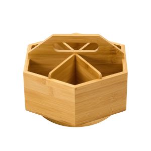 MEEDEN Bamboo Rotating Art Supply Desk Organizer: Pen & Pencil Holder for Desk- Desktop Storage for Markers Colored Pencils Crayons Paint Brushes Office School Classroom