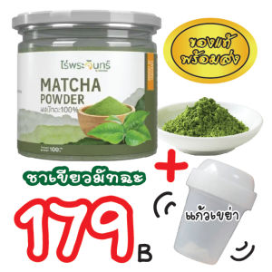 ผงชาเขียวมัทฉะไร่พระจันทร์ + แก้วเขย่าชงชา ไม่ผสมแป้งและน้ำตาล ช่วยผ่อนคลาย เสริมสร้างภูมิคุ้มกัน 100g