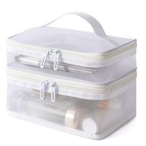 ALLLUCK Nylon Túi trang điểm Hai Lớp Lưới Trong Suốt Túi đựng đồ trang điểm Sức chứa lớn Túi mỹ phẩm du lịch Phụ nữ