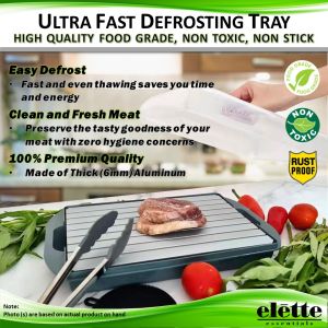 Elette Essentials 6mm Thick Ultra Quality Defrosting Tray with Cover Food Grade Non Toxic