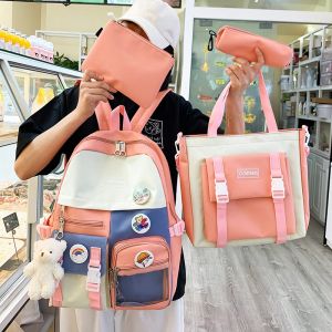 Tas Ransel Anak Sekolah Wanita Import Set 4 Tanpa Boneka Korea Kekinian 2024 Backpack SD SMP SMA