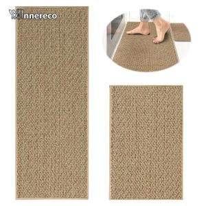 Kitchen & Table Linen Heavy-duty Linen-Look Floor Mat Non-slip Woven Rug for Kitchen Safety