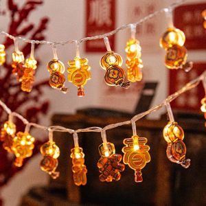 New Year Lanterns Chinese New Year Balcony Ornaments Blessing Character Flashing String Lights LED Housewarming Joy Atmosphere Decorative Lighting