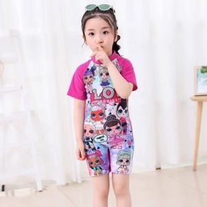 BAJU RENANG ANAK CEWEK MODEL TERUSAN PENDEK MOTIF CANTIK BAHAN TEBAL SWIM SUIT