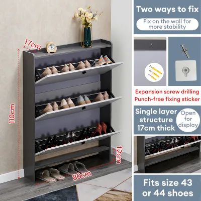 AIBM Shoe Cabinet Outdoor With Door Shoe Rack Large Capacity Multifunctional Space Saving Ultra Thin Flip 鞋柜 鞋架