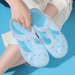[Free Shipping] WomenS Summer New Clogs Nurse Slippers Slip-Resistant Half-Closed Toe Soft-Soled Comfortable Outdoor Sandals Flat Jelly Shoes