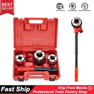 Unicorn Ratcheting Pipe Threading Tool Set Metal Pipe Threader Set W/ 7 Dies- 3/8" 1/2" 3/4" 1" 1 1/4" 1 1/2" 2" and Storage Box