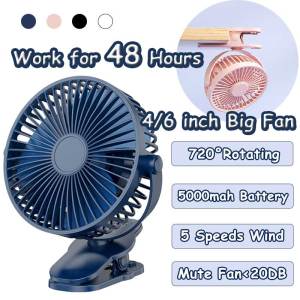 Rechargeable 5000 mah Big Battery USB Mini Wind Power Handheld Clip Fan Convenient Ultra-quiet High Quality Portable Cooling Fan