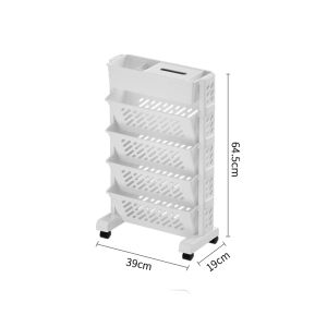 Mainland Rak Buku Dorong Rak Serbaguna Buku Portable Rak Troli Sudut Tempat Penyimpanan Rak Organizer Stationery Rak Dapur Balkon Kamar Mandi dengan Roda HSB624