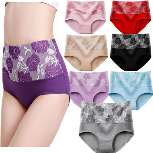 Yingbao M L XL 2XL 3XL Floral Print Panties Woman Panty Cotton Plus Size High waist for women ladies underwear Brief Big Size