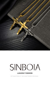Sinboia สร้อยคอไม้กางเขนแบบเรโทรสำหรับผู้ชายผู้หญิงไม่ซีดจาง3สีสำหรับตัวเลือก
