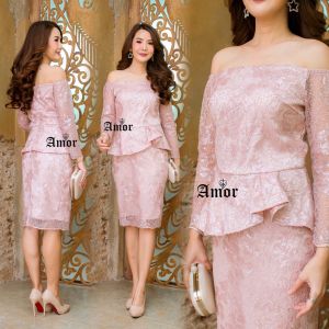 606#ชุดเดรสลูกไม้สไตล์เกาหลีชุดไปงานแต่งงานบวชชุดทำงาน by WOW Shop DD