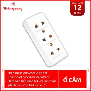Ổ cắm Điện Quang ĐQ 004A-02 - 3 lỗ không dây - nhựa ABS chịu nhiệt chịu va đập cách điện tốt