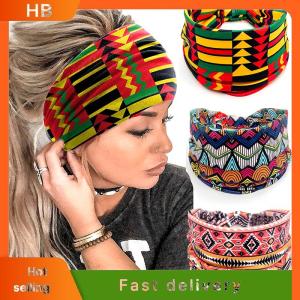 HB Fashion Cotton Stretch Headband African Pattern Print Twist Style Elastic Hair Band Wide Hairbands Bandana Turban Knot Headwrap