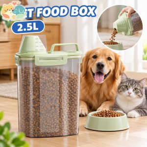 Airtight Clear Pet Food Storage Container Moisture Proof With Measuring Cup For Dog Cat Food