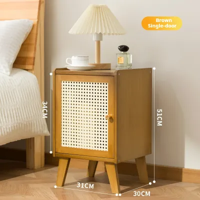 AF HOME Bamboo bedside table minimalist Rattan weaving Mini Sofa Side Table Bedroom Bedside Table Furniture