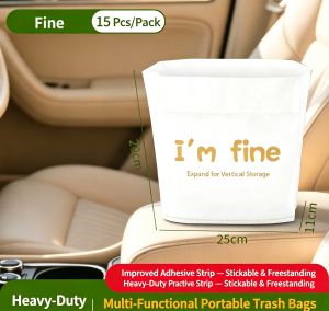 Stick & Self Standing Rubbish Bag PE Thick Durable Leakproof Car Bathroom Office Desk Dressing Table Dining Table