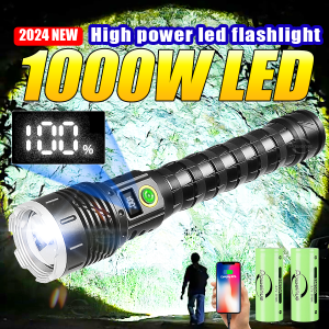 2025 flashlight water proof torchlight powerful 1000000lm japan flashlights super light emergency light rechargeable lights heavy duty flash lights Tactical working light Outdoor Hand Lantern portable led display Zoomable touch light high power 手电筒
