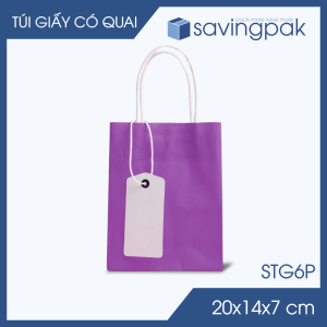 STG6P - 20x14x7 cm - Combo 25 túi giấy có quai giá siêu rẻ màu tím purple