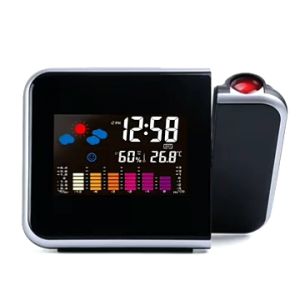 Jam Meja Digital Laser & Thermometer Penunjuk Cuaca