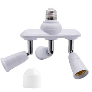 3 in 1 E27 Adapter Converter Horizontal 360 Degrees Adjustable 180 Degree Bendable Light Socket Splitter for LED Halogen Incandescent (Bulb not included)
