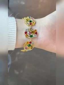 KQDANCE Luxury Multi Colored Round Circle Lab Grown Sapphire Bracelet Womens Bracelets Gold Plated Bracelet Silver 925 Jewelry