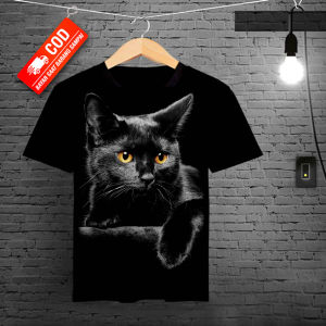 Kaos Motif Kucing Hitam / Kaos Pria Dewasa / Kaos DIstro Pria