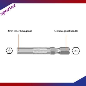 Sporter ก้านหกเหลี่ยม2ชิ้นตัวเสียบอะแดปเตอร์บิตขนาด6.35มม. ถึง4มม. ตัวยึดไขควงไฟฟ้าอะแดปเตอร์ไมโครบิตเครื่องมือยึดแม่เหล็ก