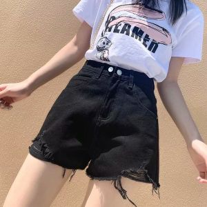 DSF Studio 牛仔短裤女夏季薄款年新款潮ins高腰显瘦宽松阔腿破洞a字热裤